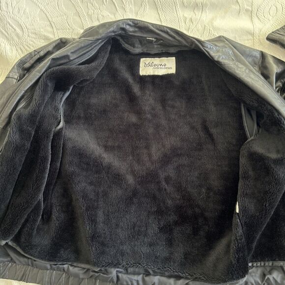 Wilsons Vintage 80's Women's Black Leather Moto Jacket Embossed Croc Size Small - Picture 13 of 16